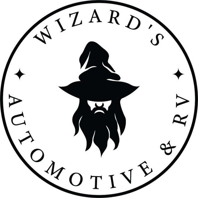 Wizard's Automotive and RV circular company logo