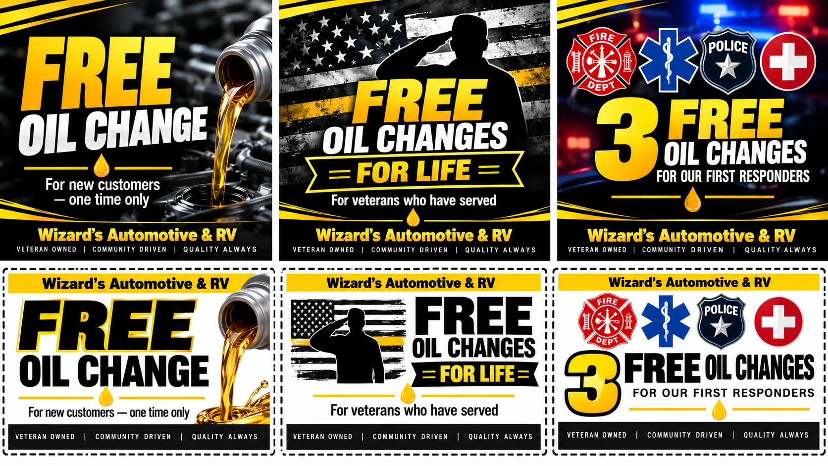 Oil Change Offers · All Three at Wizard's Automotive and RV